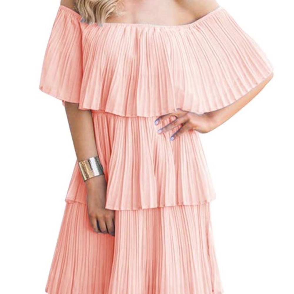 Elegant Lavender Tiered Off Shoulder Midi Dress - Picture 2 of 2